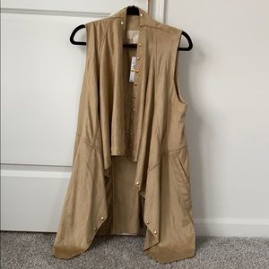 NWT Michael Kors gold suede draped cardigan vest